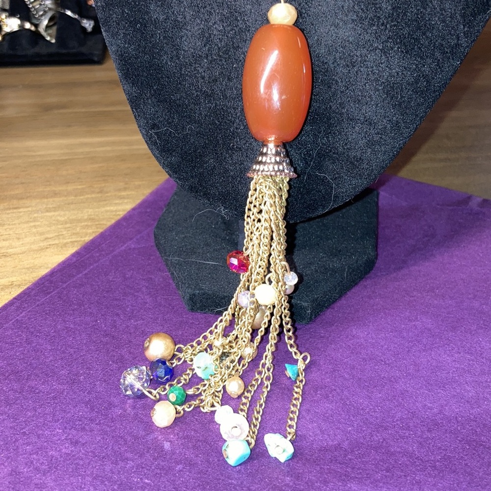 Vintage citrine? Or Carnelian Stone Boho style Neaklace